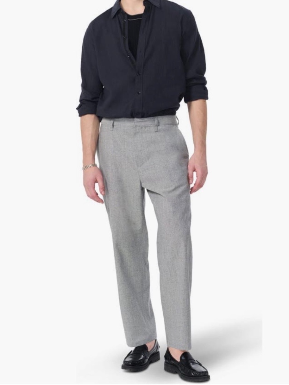 rag & bone Donegal Baggy Wool & Linen Blend Pants Grey SZ 36